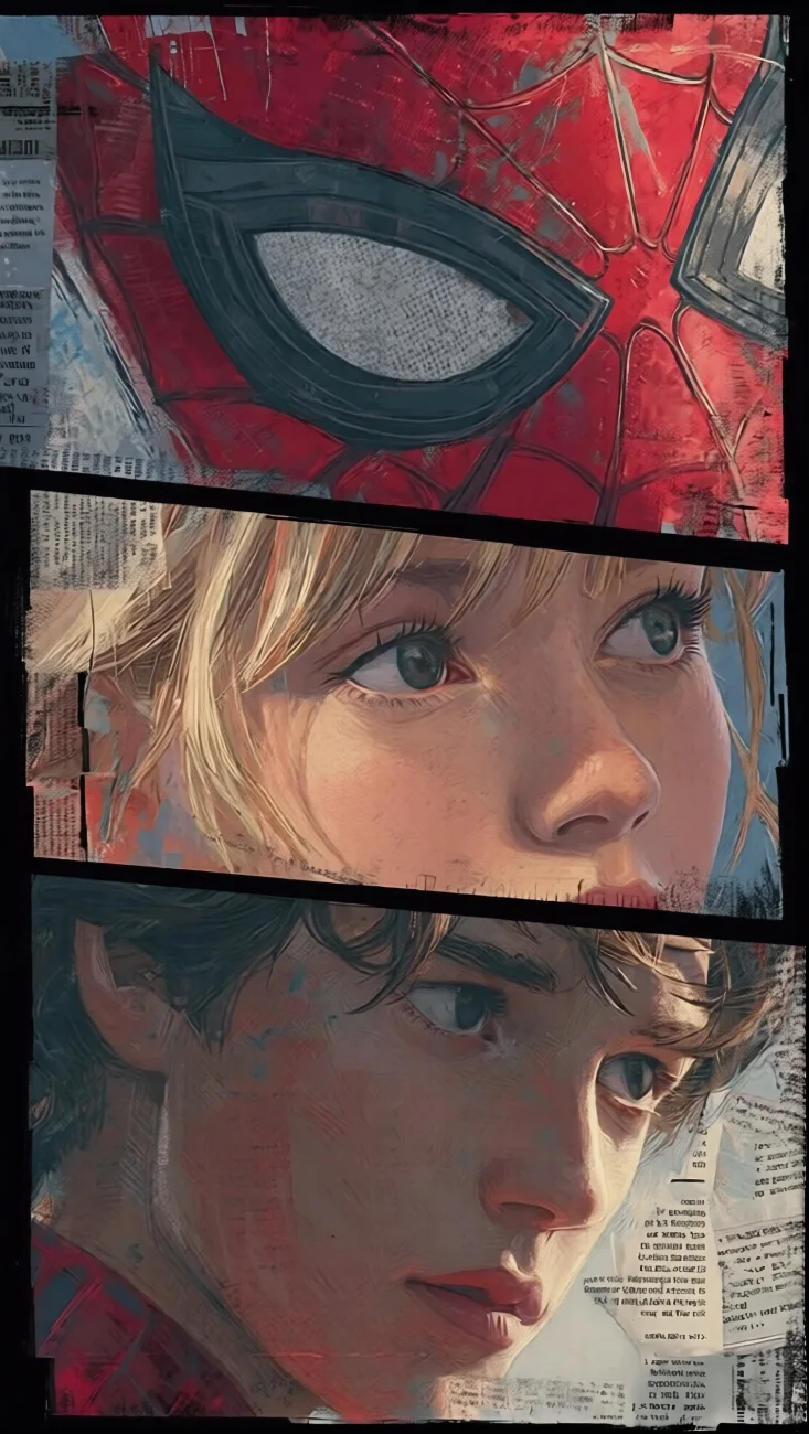 Spider-Man Peter Parker Gwen Stacy Art vertical phone wallpaper