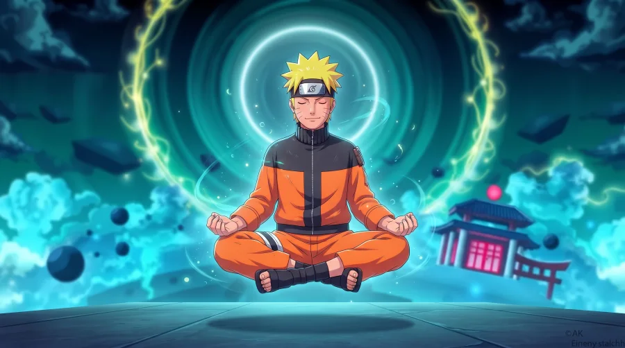 Naruto Uzumaki wearing his Leaf Village headband in a dynamic ninja battle pose