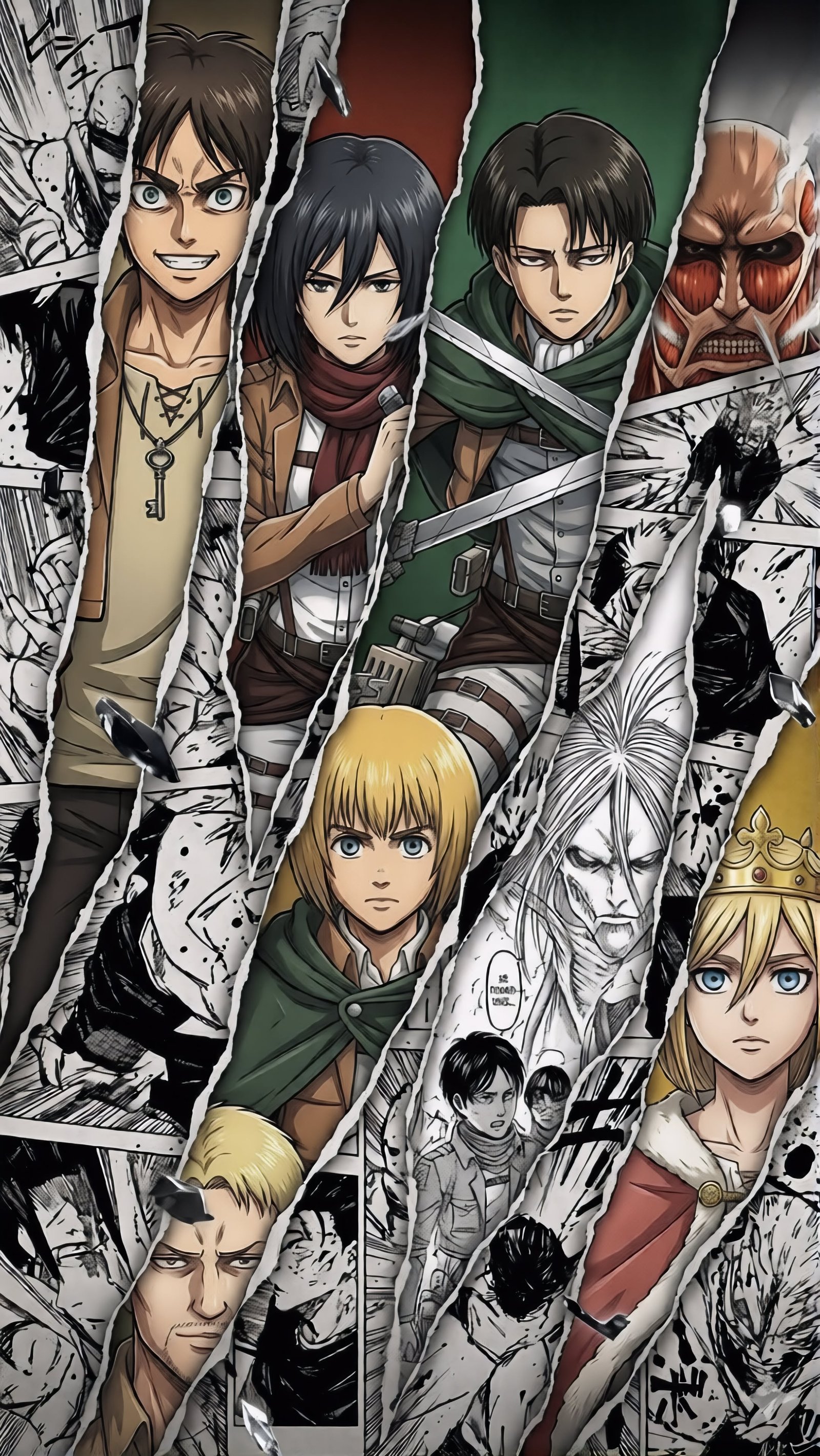 Attack on Titan Heroes Manga Collage vertical phone wallpaper