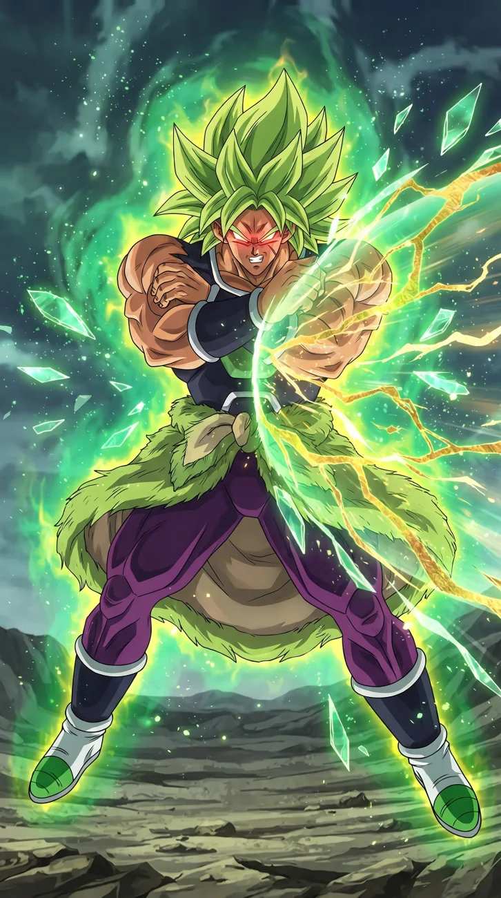 : Save a bold Broly aesthetic wallpaper featuring dramatic anime visuals and the powerful style of one of Dragon Ball’s most recognizable characters.