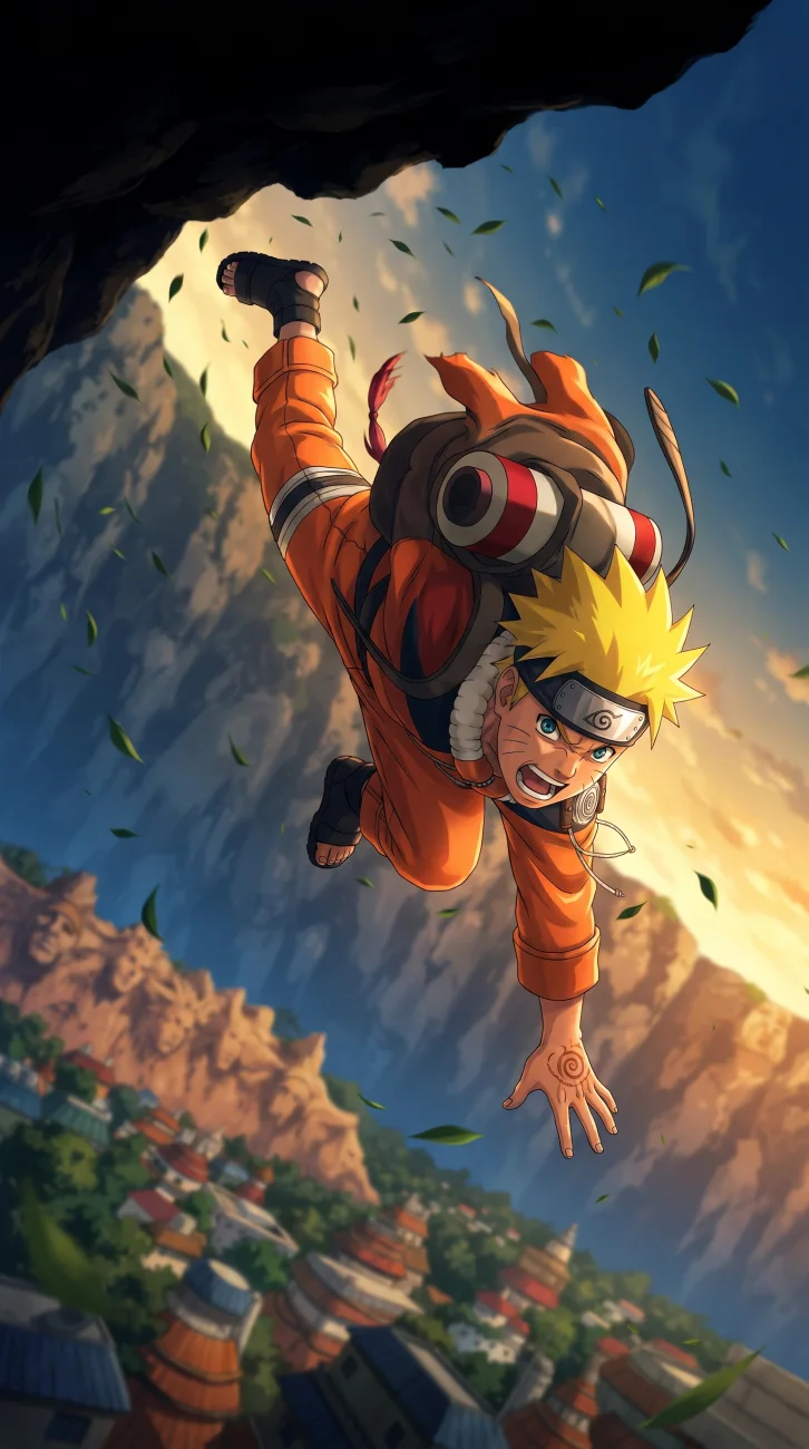 Naruto Uzumaki powering up a glowing Rasengan in an intense anime battle pose.