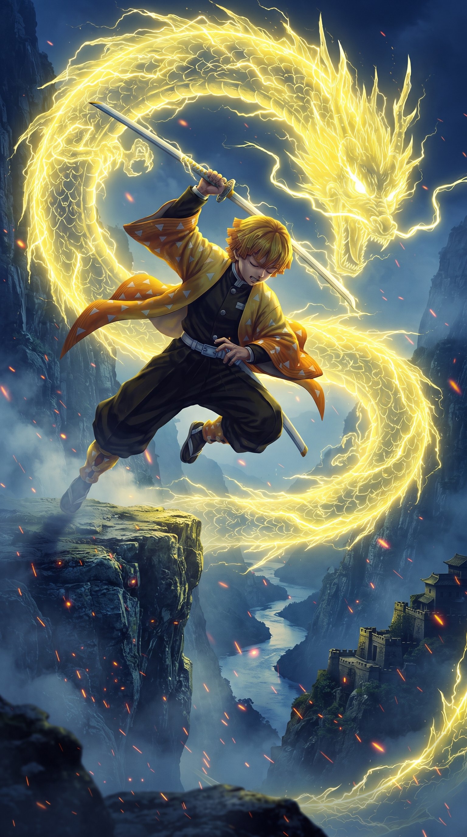 Zenitsu Agatsuma Thunder Breathing Wallpaper